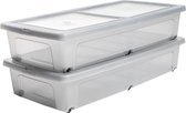 IRIS Clearbox onder-het-bed Opbergbox - 35L - Kunststof - Transparant/Grijs - Set van 2