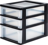 Iris Ohyama Organizer Chest ladesysteem A4 - 2 x lade 4L en 1 x lade 7L - Zwart/Transparant