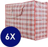 Wooners®  XL Opbergtas - Big shopper - Grote boodschappentas - Zak geruit - Wastas met Rits - 6 stuks - 65 x 56 x 30cm