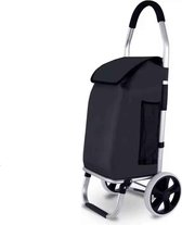 Trolley voor Boodschappen – Stevige Opvouwbare Boodschappentrolley Handige Traploper – Ruime Trolley Wagen met Tas – Zwart