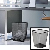 Decopatent® Design Vierkant Prullenbak voor Kantoor - Papierbak - Mesh Metaal - Papiermand - Prullenmand voor onder Bureau - Zwart