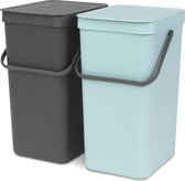 Brabantia Sort & Go Inbouw Prullenbak - 2x16 l - Mint / Grey