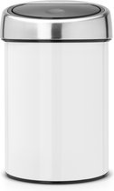 Brabantia Touch Bin Prullenbak - 3 l - White / Brilliant Steel deksel