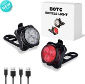 BOTC LED Fietsverlichting - Fietslampjes 4 modes - LED Fietsverlichting Met USB Oplaadbaar - Waterdicht - Zwart