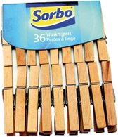 Sorbo Wasknijpers - Hout - 36 stuks