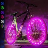 BOTC Spaakverlichting LED - fietsverlichting met reflector - 20 Leds - 2meter - 1 fietswiel - roze - LBA11207