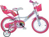 Dino Bikes Eenhoorn Kinderfiets - Meisjes - 16 inch - Wit/Roze