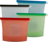LOUZR Siliconen Vershoudzakken - Set 4-Stuks - 1000ml - Herbruikbaar