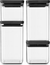 Brabantia Tasty+ Voorraadbussenset - Stapelbaar - 2x 0,7 l - 2x 1,6 l - Dark Grey