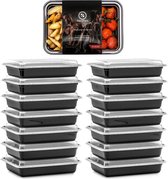 Meal Prep Bakjes - 14 stuks - 1 compartiment - Lunchbox - Diepvriesbakjes - Vershoudbakjes - Plastic Bakjes Met Deksel - Magnetron Bakjes Met Deksel - Meal Prep - Vershouddoos - 1L - BPA vrij – Fitcrafters
