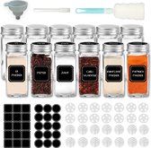 Soothe 12 Glazen Kruidenpotjes Set met 2 Soorten Strooideksels – Kruidenstrooier 120 ml – Compleet Pakket incl Kruidenpotjes Stickers, Krijtstift en Accessoires