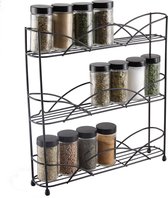 Zindoo - Kruidenrek - Standaard - 3-laags - Ophangbaar - 18 kruiden potjes - Anti-slip pootjes - Spice rack - Specerijenrek -  Keukenorganizer - Keukenaccessoires - ZIN-SR01