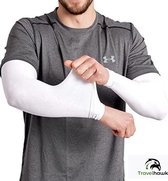 TravelHawk Arm Sleeve - Sleeve - Sleeves - Armstukken - Armstukken Wielrennen - Zonbescherming - 2 stuks - Wit - Maat L