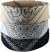 B-RICHGOODS - 3Pack Vintage Bandana – Boeren Zakdoek Hoofdband Classic Paisley Accessoires Sport - Zwart Wit Beige