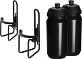 2x Tacx Shiva Bidon - 2x M-wave Bidonhouder - Drinkfles - Drinkbushouder - Drinkbushouder voor Fiets