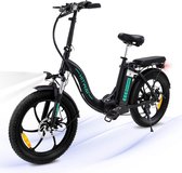 Hitway BK6 Elektrische Fiets | Opvouwbare E-bike | 20 Inch Fat Tire | 350W Motor | 10Ah | Inclusief Pomp | Zwart/Groen