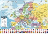 Europa kaart poster - 140 X 100cm - extra large - vlaggen -  landkaart  - luxe en stevig papier