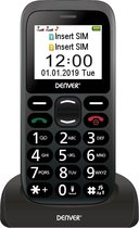 Denver Senioren Telefoon met Oplaadstation - GSM met Dual SIM  - Mobiele Telefoon Simlock Vrij - SOS knop - BAS18300M