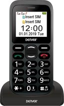 Denver Senioren Telefoon met Oplaadstation - GSM met Dual SIM  - Mobiele Telefoon Simlock Vrij - SOS knop - BAS18300M