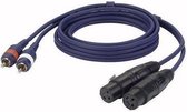 DAP Audio XLR naar RCA Kabel 1,5m - 2x XLR Female naar 2x RCA (Tulp) overgangskabel - 1,5m