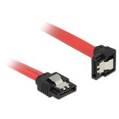 SATA datakabel - recht / haaks naar beneden - plat - SATA600 - 6 Gbit/s / rood - 0,30 meter