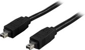 DELTACO FW-15, 4-p 4-p Firewire kabel, zwart – 3 meter