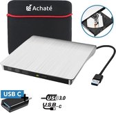 Achaté Externe CD/DVD Speler en Brander - USB 3.0 of USB C - Incl. Hoes + Kabel