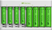 GP ReCyko Batterijlader - (USB) E811 8-slot incl. 4 x AA en 4 x AAA Oplaadbare batterijen - Batterij oplader