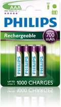 Philips Oplaadbare AAA Batterijen - 4 stuks - 700 mAh