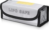 kwmobile brandwerende opbergtas voor batterijen - Explosieveilige batterijtas - Beschermtas met klittenband - In zilver / zwart