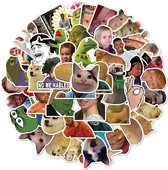 Meme stickers - 50 stuks - Grappige sticker mix met de bekendste memes van het internet - voor computer, laptop, telefoon, agenda etc.