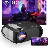 Beamer met afstandsbediening, 1080P Ondersteund LED Wifi projector met luidspreker 16:9 6500 lumen home theater Draadloze live streaming projector voor binnen/daglicht en buiten, USB/HDMI/AV/3.5mm Aux