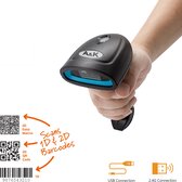 A&K Draadloze USB Barcode Scanner en QR code Scanner | Draadloos | Universeel | Handscanner | 1D en 2D Lezer| Zwart