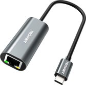 Tecknet USB-C naar Internet / Ethernet LAN Netwerk adapter - 10/100/1000Mbps - Zwart