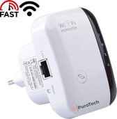 PuroTech Wifi Repeater - Wifi Versterker Stopcontact 300Mbps - 2.4 GHz - Inclusief Internetkabel - Booster - Extender