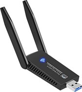 AdroitGoods USB Wifi Dongle Adapter - 1200Mbps - Dual 5dBi Antenne - Ontvanger - Zwart