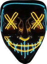 Shutterlight® Purge LED Masker - Blauw & Geel - Halloween Masker - Feest Masker - Festival - Cosplay