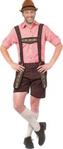 Partychimp Voordelige Korte Lederhose Man Johann Oktoberfest Heren Lederhosen Man - Polyester - Donkerbruin - Maat M - Polyester