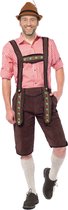 Partychimp Voordelige Lange Lederhose voor heren Oktoberfest Carnavalskleding Heren Lederhosen Man - Maat L - Donkerbruin - Polyester