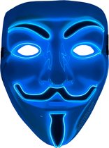 Shutterlight® Vendetta LED Masker - Blauw - Halloween - Festival - Anonymous Mask