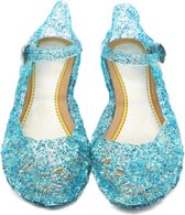 Prinsessen glitter schoenen met hak - Blauw - Prinsessen - Verkleedschoenen - Frozen - Rapunzel - Doornroosje - Ariel - Assepoester -  Elsa - Anna - Jurk -  Maat 29 (valt als 27) Binnenzool: 17,5 cm