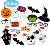 Halloween Decoratie - Photobooth Props - Foto Props - Halloween Accesoires - Helloween - Versiering - Horror - Eng - Papier - 22 Stuks
