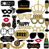 MagieQ Feest Photobooth Props Set - Fotohokje Rekwisieten – Foto Decoratie feestje - Zwart & Goud - Geslaagd