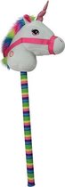 Witte eenhoorn stokpaardje met geluid 68 cm voor kinderen - Unicorns - Stokpaarden met hoorns - Paarden/pony liefhebbers - Actief buitenspeelgoed voor jongens/meisjes/kinderen