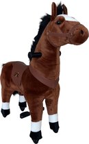 2iX - Rijdend Speelgoed Paard - Bruin - Pluche - Inline skate wielen - Hobbelpaard voor Jongens en Meisjes 4 tot 9 jaar