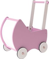 Prénatal Houten Poppenwagen – Wandelwagen voor Binnen en Buiten - Roze