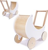 Baby poppenwagen gondel - houten poppenwagen - poppenbuggy - wit