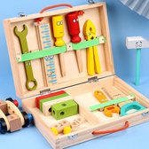 Houten Speelgoed Tools Kit - 35 stuks - Gereedschapskoffer - Simulatie Reparatie Tools - Onderhoud Gereedschap - Vroege educatieve ontwikkeling - Rollenspel - Jongen en meisjes - Kinderen - 3 jaar - Gift - Cadeau - 4yourkids