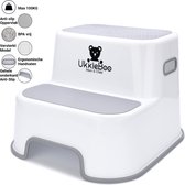 UkkieBoo opstapje - Max 100kg - Wit - antislip krukje - 38x34x14/26 - wc krukje - kinder opstapjes - wc trainer - wc kinderhulp - toilet trainer - huishoudtrap - opstapje - kruk - opstapkrukje - baby opstapje - Veilig - keuken opstapje - Trapje