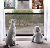 Traphekje zonder boren- Kinder & Dieren hek - Traphekje oprolbaar - S 110x72cm - Isolatie Netto Draagbare Vouwen Huisdier Hek Hond Barrière Baby Veiligheid Hekje Draagbare Vouwen Bescherming - Deurhek - Zwart -  kitten - puppy - kleuter - peuter